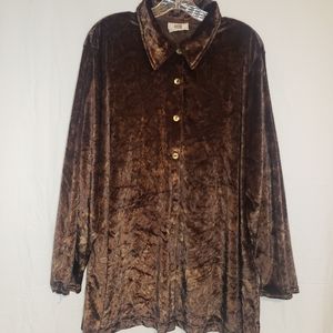 Brown Velvet Faded Glory Button Down Top